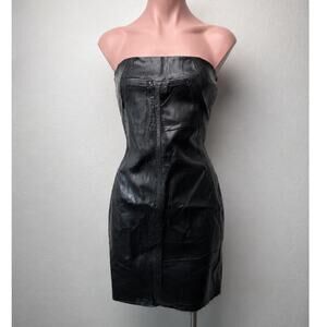 NWT Rick Owens Black Crackle Waxed Strapless Mini Dress M Luxor FW23